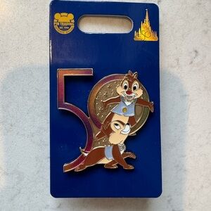 Disney Parks 50th Anniversary Chip & Dale Pin – Authentic on Card
